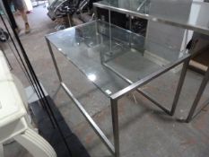 *Glass Topped Table on Steel Legs 130x75x70cm