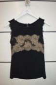 *Dolce & Gabbana Black Vest Top with Lace Detail Size: 38