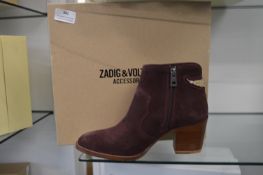 *Zadig & Voltaire Molly Suede Plum Ankle Boots Size: 37 RRP: £365