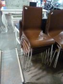 *Eight Brown Leather and Chrome Chairs