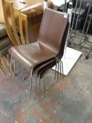 *Four Brown Leather Chairs on Chrome Legs