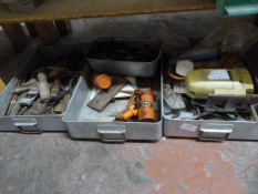 Three Trays Containing Files, File Handles, Antiqu