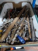 Tray of Drills, Burning Torch, Spanners, etc.