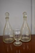 Georgian Rummer and Pair of Decanters