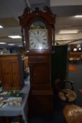 H. Carter of Ripon Mahogany Long Case Clock with Painted Dial and Roman Numerals