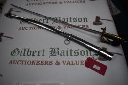 Theatrical Sword and Scabbard with Navy & Gold Handle