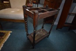 Oak Barley Twist Umbrella and Stick Stand