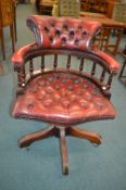 Red Leather Chesterfield Captains Chair