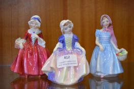 Three Small Royal Doulton Figurines - Dinky Do, Wendy, etc.