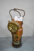 Brass & Copper Miner's Lamp Issued by Ceag Ltd, Barnsley