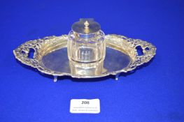 Hallmarked Sterling Silver Inkwell and Stand