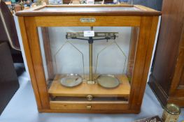 Scientific Scales in Mahogany Cabinet by Thomson Skin & Hamilton of Glasgow