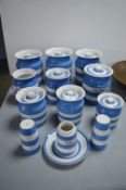 T.G. Green Cornish Blue & White Kitchenware; Storage Jars, Cruet Set, etc. (some lids missing)