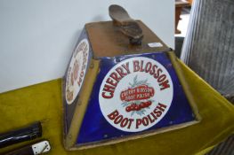 Cherry Blossom Boot Polish Shoe Shine Stand with Three Enameled Advertising Panels