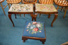 Three Stools with Tapestry Upholstery