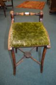 Victorian Piano Stool with Green Velvet Upholstery