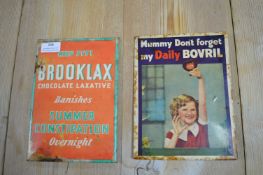Two 1950's/60's Advertising Signs for Bovril and Brooklax