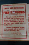 London North East Railway Fish Barrows Poster 1932