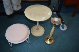 Retro Marble Effect Wine Table and Ashtray plus Stool
