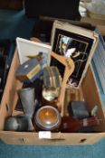 Collectible Items; Ink Stands, Pewter Tankard and Vase, etc.