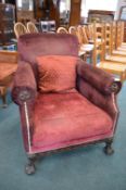 Edwardian Armchair in Burgundy Upholstery