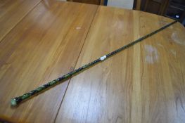Victorian Green Glass Sand Filled Twist Walking Cane