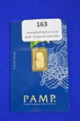 2.5g Fine Gold 999.9 Swiss Ingot Issued by P.A.M.P