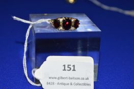 9k Gold Ring with Three Garnets ~4.1g gross, Size: U+ (worn markings)