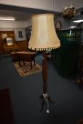 Victorian Mahogany Standard Lamp with Reeded Column on Tripod Base