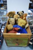 Vintage Fruit Crate Containing Teddy Bears and Soft Toys