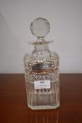 Cut Lead Crystal Decanter with hallmarked Sterling Silver Whisky Label