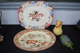 Two Victorian Meat Plate, Piggy Bank, and a Piggy Jug