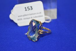 14k Gold Ring with Blue Stone ~9.3g gross, Size: T