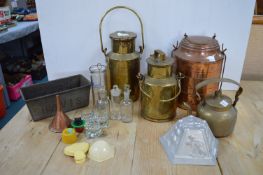 Brass and Copper Milk Churns plus Kitchenalia