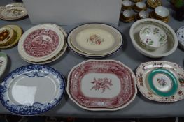 Nine Victorian Meat Plates, Minton Bowl, etc.