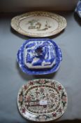 Copeland Spode Oval Platter, Willow Pattern Tureen, etc.