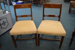 Pair of Inlaid Dining Chairs with Upholstered Seats