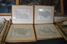 Four Framed Yorkshire Maps by J. Carey 1787