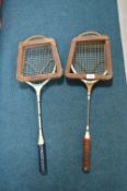 Two Dunlop Vintage Badminton Rackets