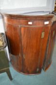 Georgian Mahogany Double Door Card Cupboard with Curved Front