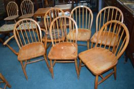 Five Ercol Spindleback Dining Chairs and One Carver