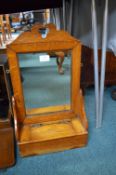 Victorian Oak Hall Shelf with Mirror and Storage Compartment
