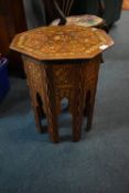 Islamic Style Octagonal Side Table with Mother of Pearl and Marquetry Inlay