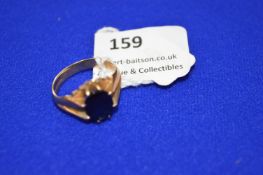 9k Gold Ring with Sapphire ~4.6g gross, Size: M