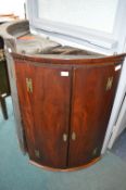 Georgian Mahogany Double Door Card Cupboard with Curved Front