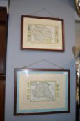 Two Framed Maps of Yorkshire by Herman Moll circa 1700