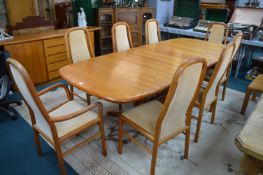 Danish Teak Extending Dining Table by Boltinge of Denmark with Venus Matching Chairs