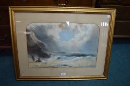 Pastel Seascape with Indistinct Signature