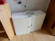 *Wall Mounted Storage Unit and a Circular Mirror