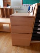 *Three Drawer Standalone Filing Unit in Light Beech Finish